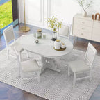Ensemble de salle à manger extensible Whisen Retro 5 pièces avec rallonge de 16 pouces et 4 chaises rembourrées