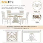 Ensemble de salle à manger extensible Whisen Retro 5 pièces avec rallonge de 16 pouces et 4 chaises rembourrées