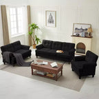 HYLEORY Ensemble de canapé 3 pièces en chenille pour salon avec canapé 3 places, causeuse 2 places, fauteuil simple, canapé rembourré pour salon, bureau