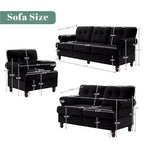 HYLEORY Ensemble de canapé 3 pièces en chenille pour salon avec canapé 3 places, causeuse 2 places, fauteuil simple, canapé rembourré pour salon, bureau
