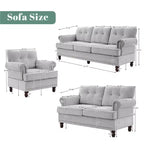 HYLEORY Ensemble de canapé 3 pièces en chenille pour salon avec canapé 3 places, causeuse 2 places, fauteuil simple, canapé rembourré pour salon, bureau