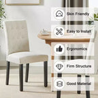 VECELO Chaises de salle à manger capitonnées Lot de 2/4/6 Chaises à dossier haut avec boutons touffetés Siège rembourré et pieds en bois d'hévéa Chaises de salle à manger Café/Beige/Gris