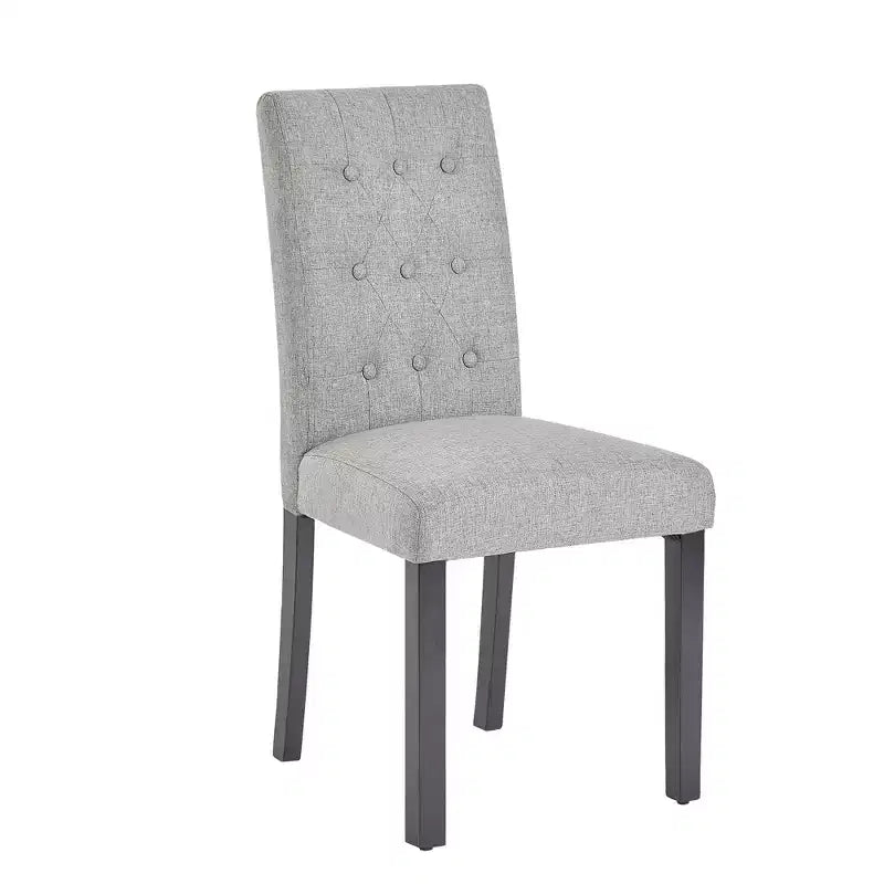 VECELO Chaises de salle à manger capitonnées Lot de 2/4/6 Chaises à dossier haut avec boutons touffetés Siège rembourré et pieds en bois d'hévéa Chaises de salle à manger Café/Beige/Gris