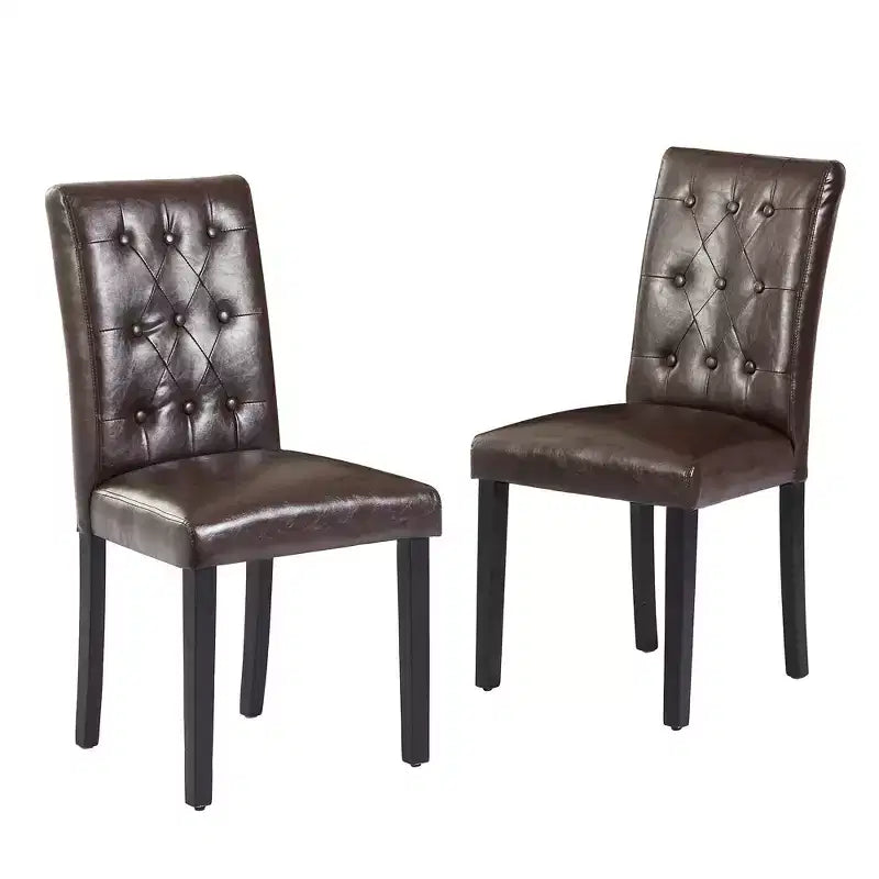 VECELO Chaises de salle à manger capitonnées Lot de 2/4/6 Chaises à dossier haut avec boutons touffetés Siège rembourré et pieds en bois d'hévéa Chaises de salle à manger Café/Beige/Gris
