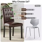 VECELO Chaises de salle à manger capitonnées Lot de 2/4/6 Chaises à dossier haut avec boutons touffetés Siège rembourré et pieds en bois d'hévéa Chaises de salle à manger Café/Beige/Gris