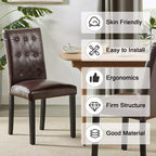VECELO Chaises de salle à manger capitonnées Lot de 2/4/6 Chaises à dossier haut avec boutons touffetés Siège rembourré et pieds en bois d'hévéa Chaises de salle à manger Café/Beige/Gris