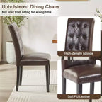 VECELO Chaises de salle à manger capitonnées Lot de 2/4/6 Chaises à dossier haut avec boutons touffetés Siège rembourré et pieds en bois d'hévéa Chaises de salle à manger Café/Beige/Gris