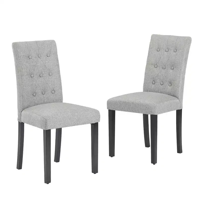 VECELO Chaises de salle à manger capitonnées Lot de 2/4/6 Chaises à dossier haut avec boutons touffetés Siège rembourré et pieds en bois d'hévéa Chaises de salle à manger Café/Beige/Gris