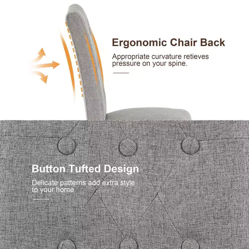 VECELO Chaises de salle à manger capitonnées Lot de 2/4/6 Chaises à dossier haut avec boutons touffetés Siège rembourré et pieds en bois d'hévéa Chaises de salle à manger Café/Beige/Gris