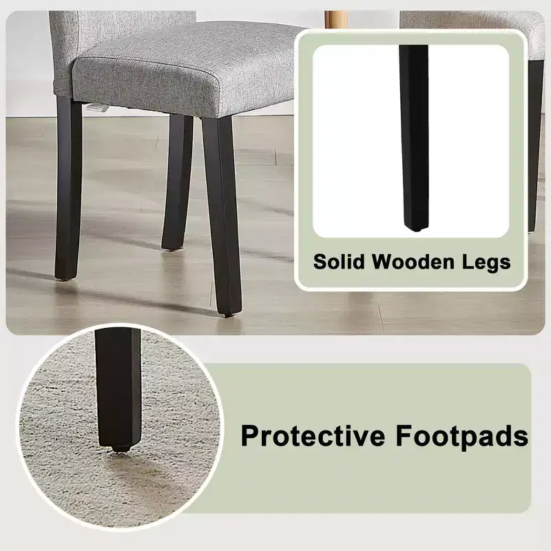 VECELO Chaises de salle à manger capitonnées Lot de 2/4/6 Chaises à dossier haut avec boutons touffetés Siège rembourré et pieds en bois d'hévéa Chaises de salle à manger Café/Beige/Gris