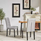 VECELO Chaises de salle à manger capitonnées Lot de 2/4/6 Chaises à dossier haut avec boutons touffetés Siège rembourré et pieds en bois d'hévéa Chaises de salle à manger Café/Beige/Gris