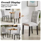 VECELO Chaises de salle à manger capitonnées Lot de 2/4/6 Chaises à dossier haut avec boutons touffetés Siège rembourré et pieds en bois d'hévéa Chaises de salle à manger Café/Beige/Gris