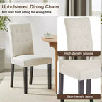 VECELO Chaises de salle à manger capitonnées Lot de 2/4/6 Chaises à dossier haut avec boutons touffetés Siège rembourré et pieds en bois d'hévéa Chaises de salle à manger Café/Beige/Gris