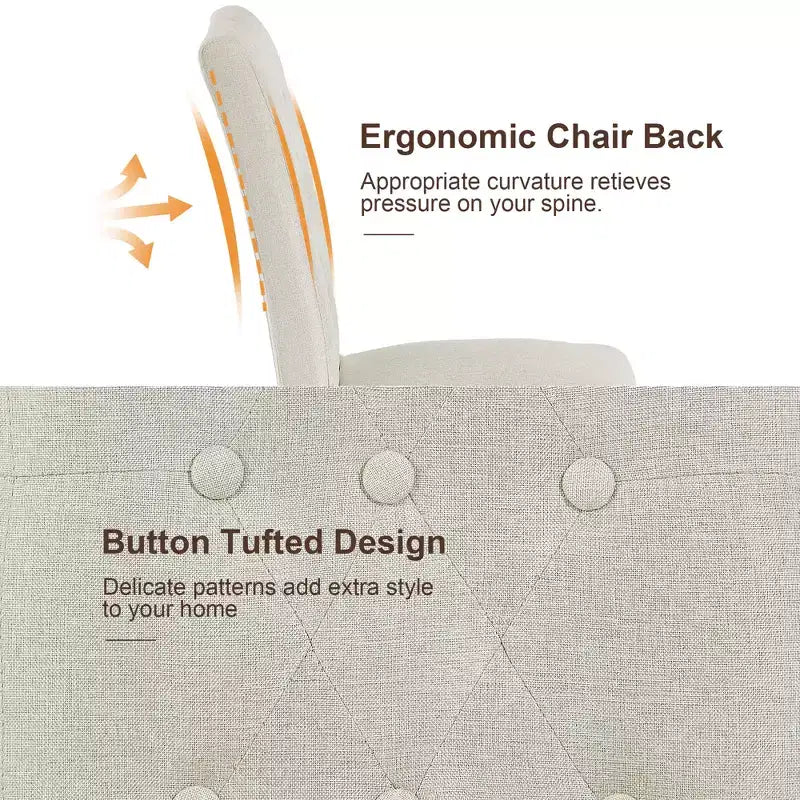 VECELO Chaises de salle à manger capitonnées Lot de 2/4/6 Chaises à dossier haut avec boutons touffetés Siège rembourré et pieds en bois d'hévéa Chaises de salle à manger Café/Beige/Gris