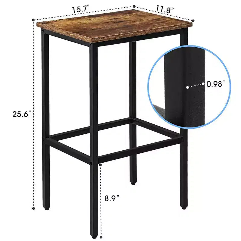 WARMOUNTS Lot de 2 tabourets de bar sans dossier hauteur comptoir, marron rustique, avec cadre en acier robuste