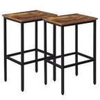 WARMOUNTS Lot de 2 tabourets de bar sans dossier hauteur comptoir, marron rustique, avec cadre en acier robuste