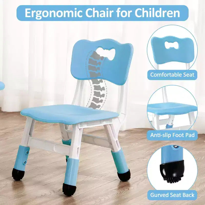 Ensemble table et chaises pour enfants, bureau réglable en hauteur avec 4 sièges pour les 2-10 ans, table d'activités artistiques, plateau de table graffiti, pieds antidérapants