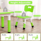 Ensemble table et chaises pour enfants, bureau réglable en hauteur avec 4 sièges pour les 2-10 ans, table d'activités artistiques, plateau de table graffiti, pieds antidérapants