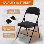 SUGIFT Lot de 6 chaises pliantes avec revêtement en tissu et cadre en acier robuste