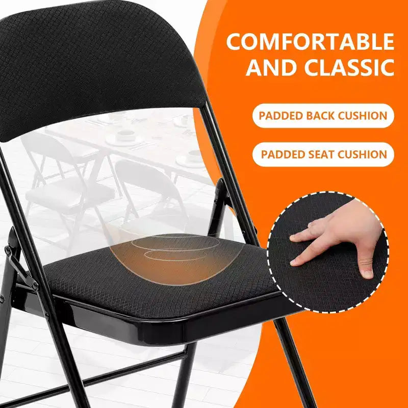 SUGIFT Lot de 6 chaises pliantes avec revêtement en tissu et cadre en acier robuste