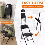SUGIFT Lot de 6 chaises pliantes avec revêtement en tissu et cadre en acier robuste