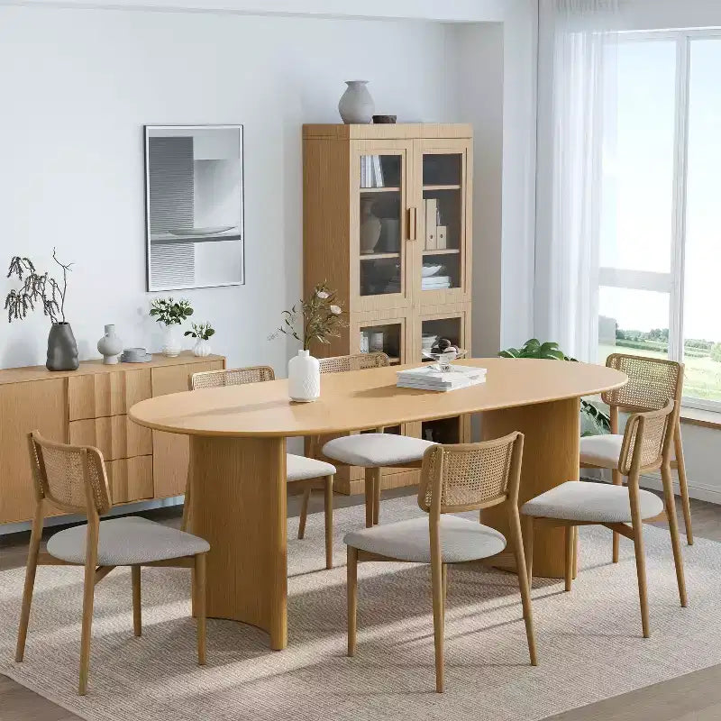 PexFix Haiden Table à manger ovale 67x33.5, bois massif, tables de cuisine