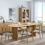 PexFix Haiden Table à manger ovale 67x33.5, bois massif, tables de cuisine