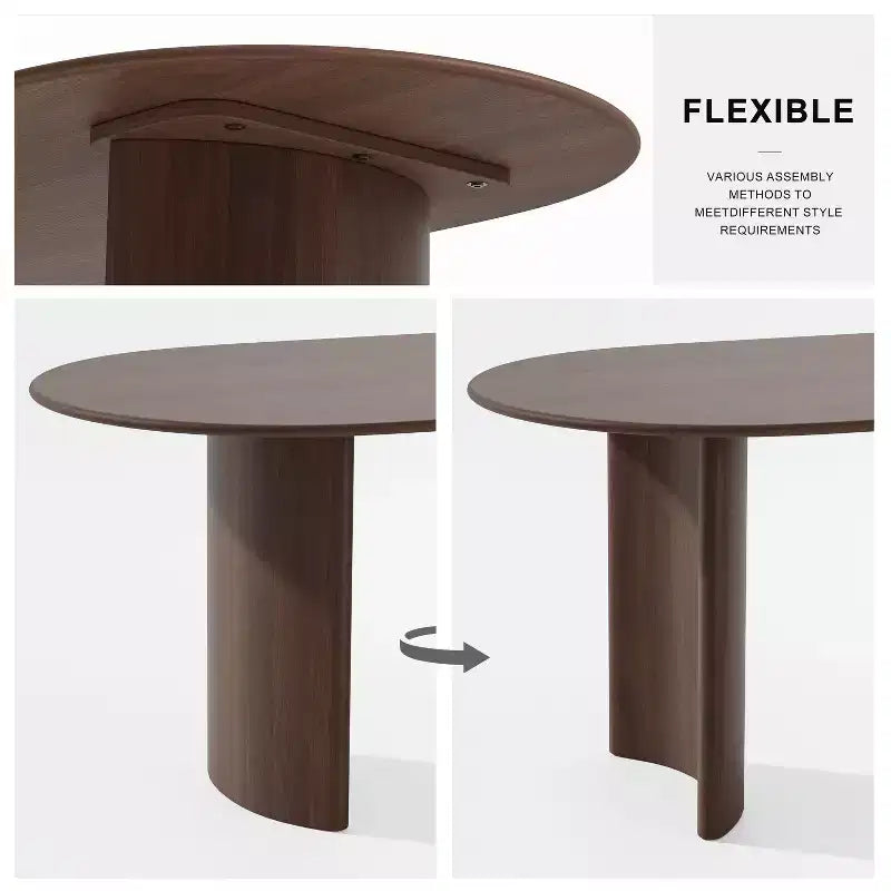 PexFix Haiden Table à manger ovale 67x33.5, bois massif, tables de cuisine
