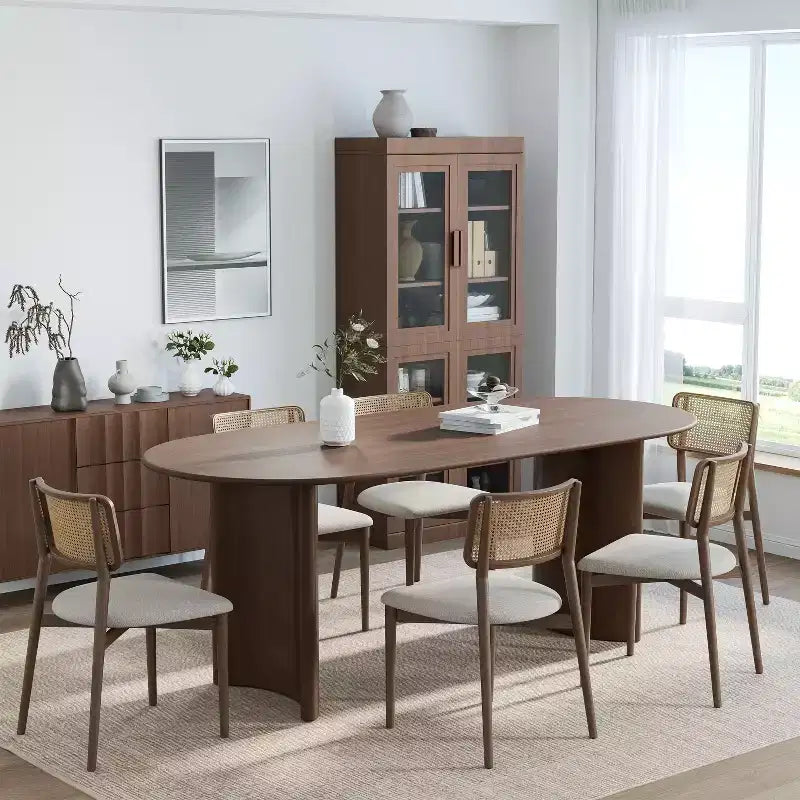PexFix Haiden Table à manger ovale 67x33.5, bois massif, tables de cuisine