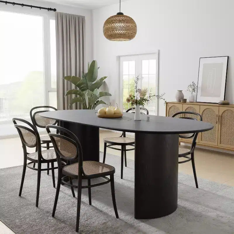 PexFix Haiden Table à manger ovale 67x33.5, bois massif, tables de cuisine