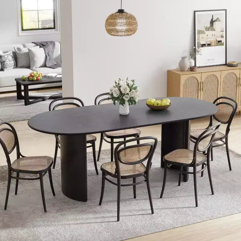 PexFix Haiden Table à manger ovale 67x33.5, bois massif, tables de cuisine