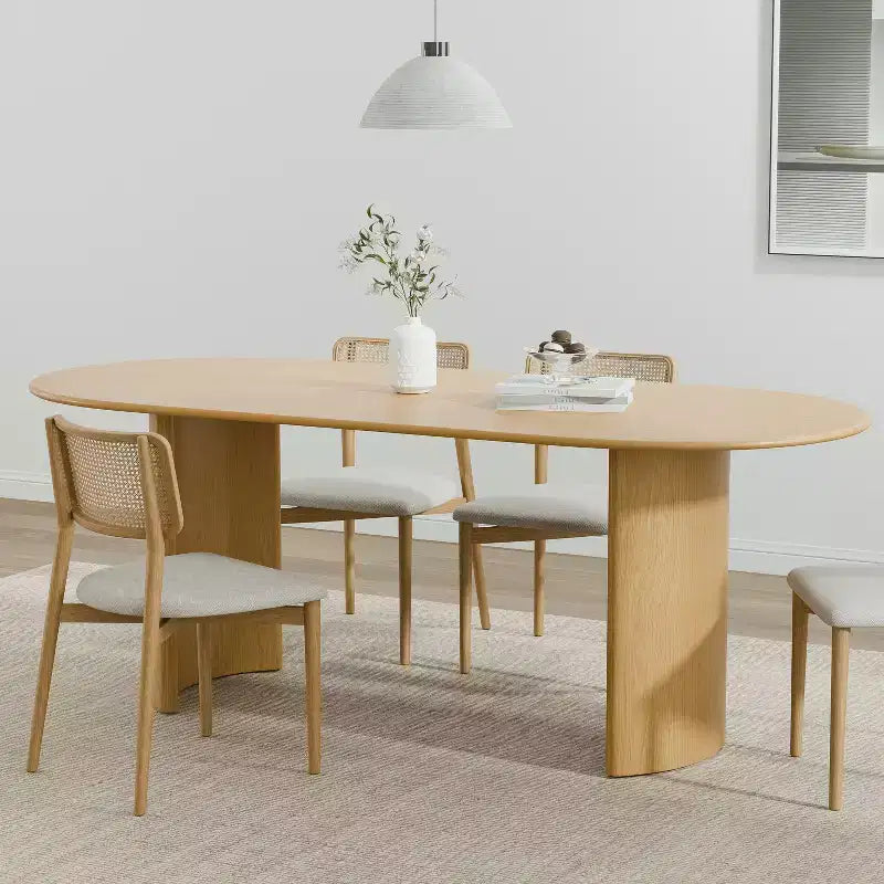 PexFix Haiden Table à manger ovale 67x33.5, bois massif, tables de cuisine