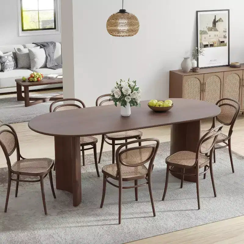 PexFix Haiden Table à manger ovale 67x33.5, bois massif, tables de cuisine