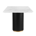 Ensemble de salle à manger moderne de 7 pièces avec table en faux marbre et chaises sans accoudoirs en tissu bouclé pour cuisine - Morden Fort