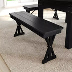Banc de ferme pliant Flash Furniture HERCULES 40 x 12 en pin massif antique noir délavé de qualité commerciale avec pieds en X verrouillables et pliables