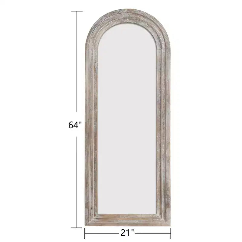 PexFix 21 po l. x 64 po H Miroir en bois massif cintrée classique, encadré en marron