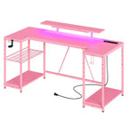 Bureau de jeu en U Bestier 63 pouces avec LED et prises de courant