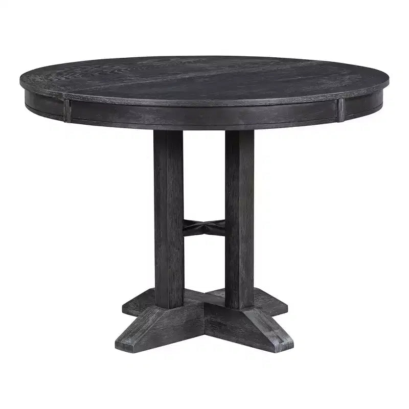 Ensemble de salle à manger de ferme Whisen 5 pièces, comprenant une table à manger ronde extensible et 4 chaises rembourrées.