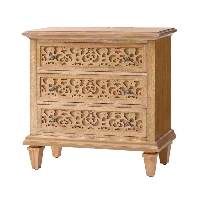 Table d'appoint Emilio 3 tiroirs avec prises intégrées | ART OF LIVING DESIGNS