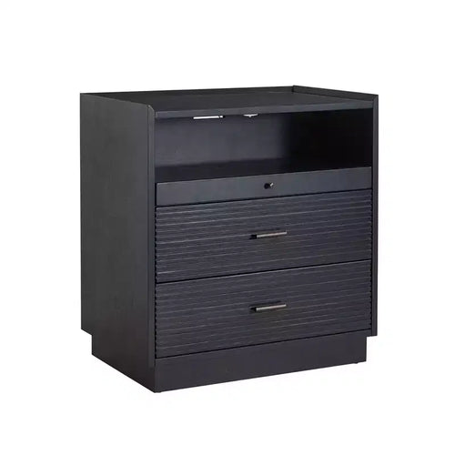 Alcide end table with USB and LED Light| ART OF LIVING DESIGNS-BLACK