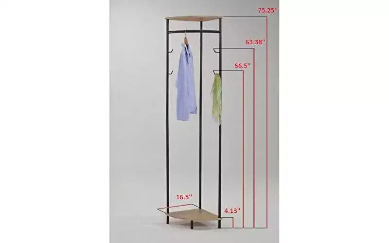 Kings Brand Furniture - Meuble d'entrée d'angle autoportant avec patère, étagère et rangement à chaussures