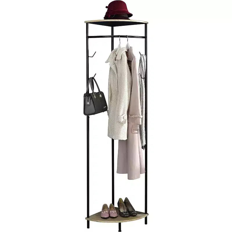 Kings Brand Furniture - Meuble d'entrée d'angle autoportant avec patère, étagère et rangement à chaussures