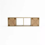 LuxenHome LuvenHome 42 Floating TV Cabinet, Wall-Mounted Media Console Entertainment Center with Woven Rope Door Panel, Oak Natural