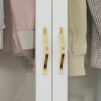 Armoire blanche Famapy 3 portes vitrées avec double penderie