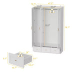 Armoire blanche Famapy 3 portes vitrées avec double penderie