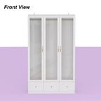Armoire blanche Famapy 3 portes vitrées avec double penderie