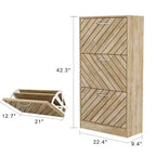 Meuble à chaussures Famapy 3 tiroirs grain de bois marron avec plateau rabattable et ajouré