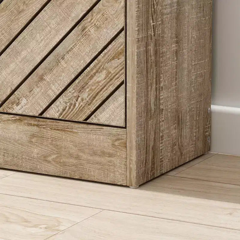 Meuble à chaussures Famapy 3 tiroirs grain de bois marron avec plateau rabattable et ajouré