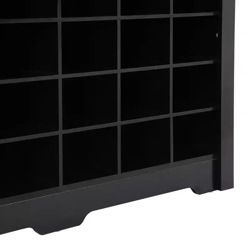 Meuble à chaussures rustique Whisen, porte-chaussures d'entrée avec console à 24 casiers et base incurvée