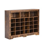Meuble à chaussures rustique Whisen, porte-chaussures d'entrée avec console à 24 casiers et base incurvée